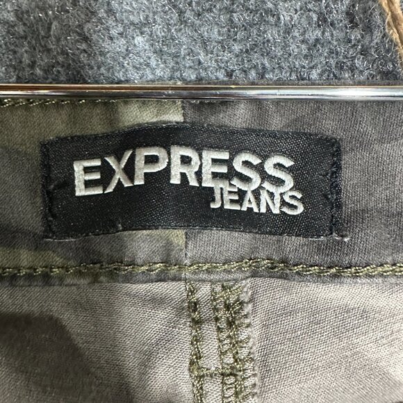 Express Jeans Womens 2 Skinny Gray Green Camouflage Cotton Stretch Pockets - Picture 5 of 10